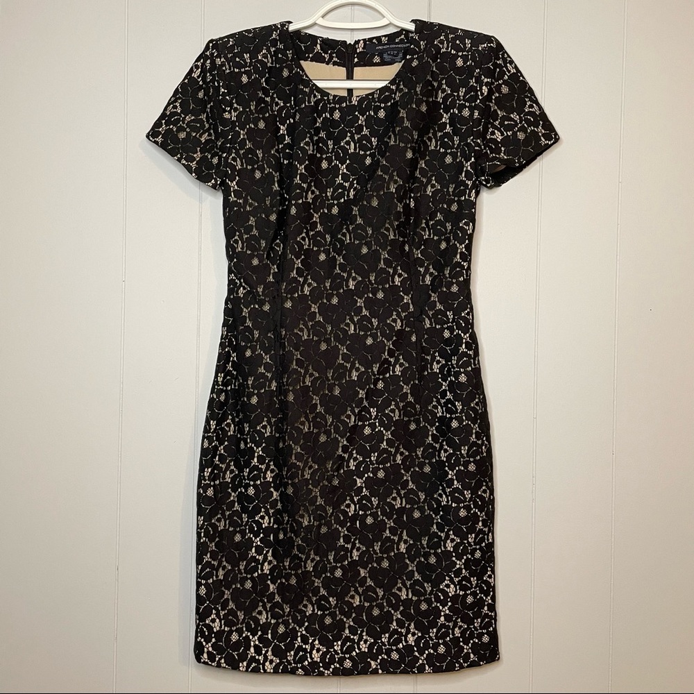 NWT French Connection Libby Lace bodycon fitted black mini dress   Size 2